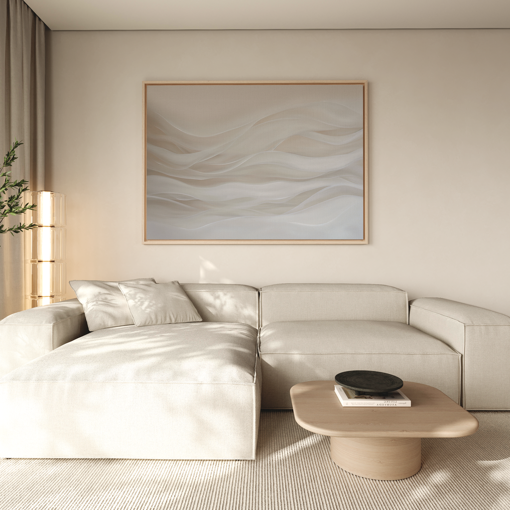 Whispers of Dune – beige and white abstract canvas wall art print by Aspire Prints