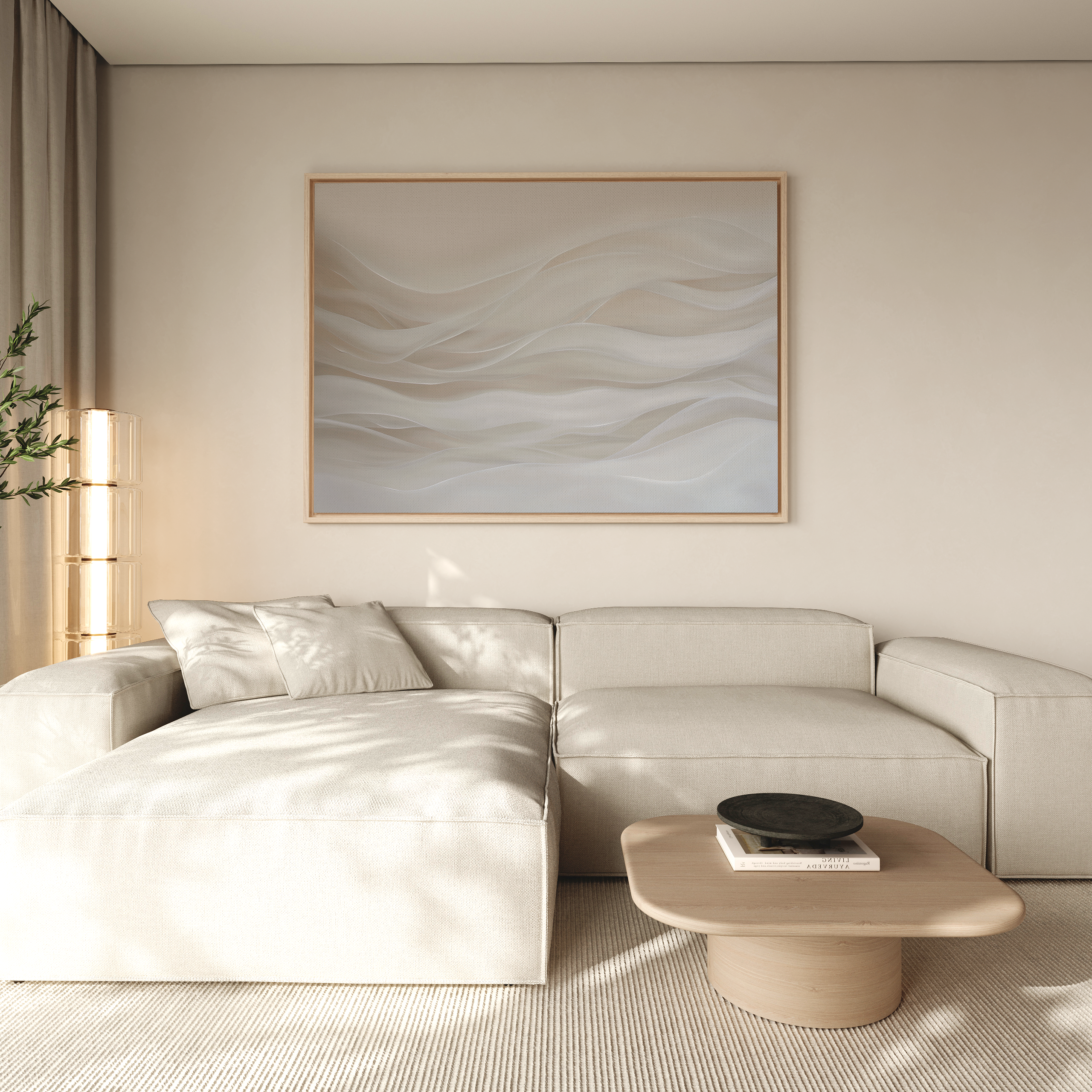 Whispers of Dune – beige and white abstract canvas wall art print by Aspire Prints