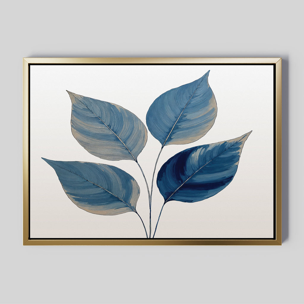 Whispers in Indigo – blue botanical canvas wall art print by Aspire Prints