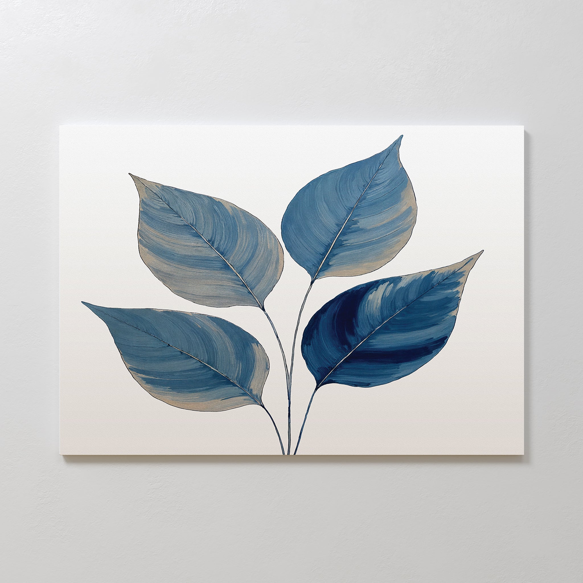 Whispers in Indigo – blue botanical canvas wall art print by Aspire Prints