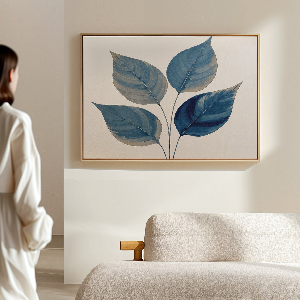 Whispers in Indigo – blue botanical canvas wall art print by Aspire Prints