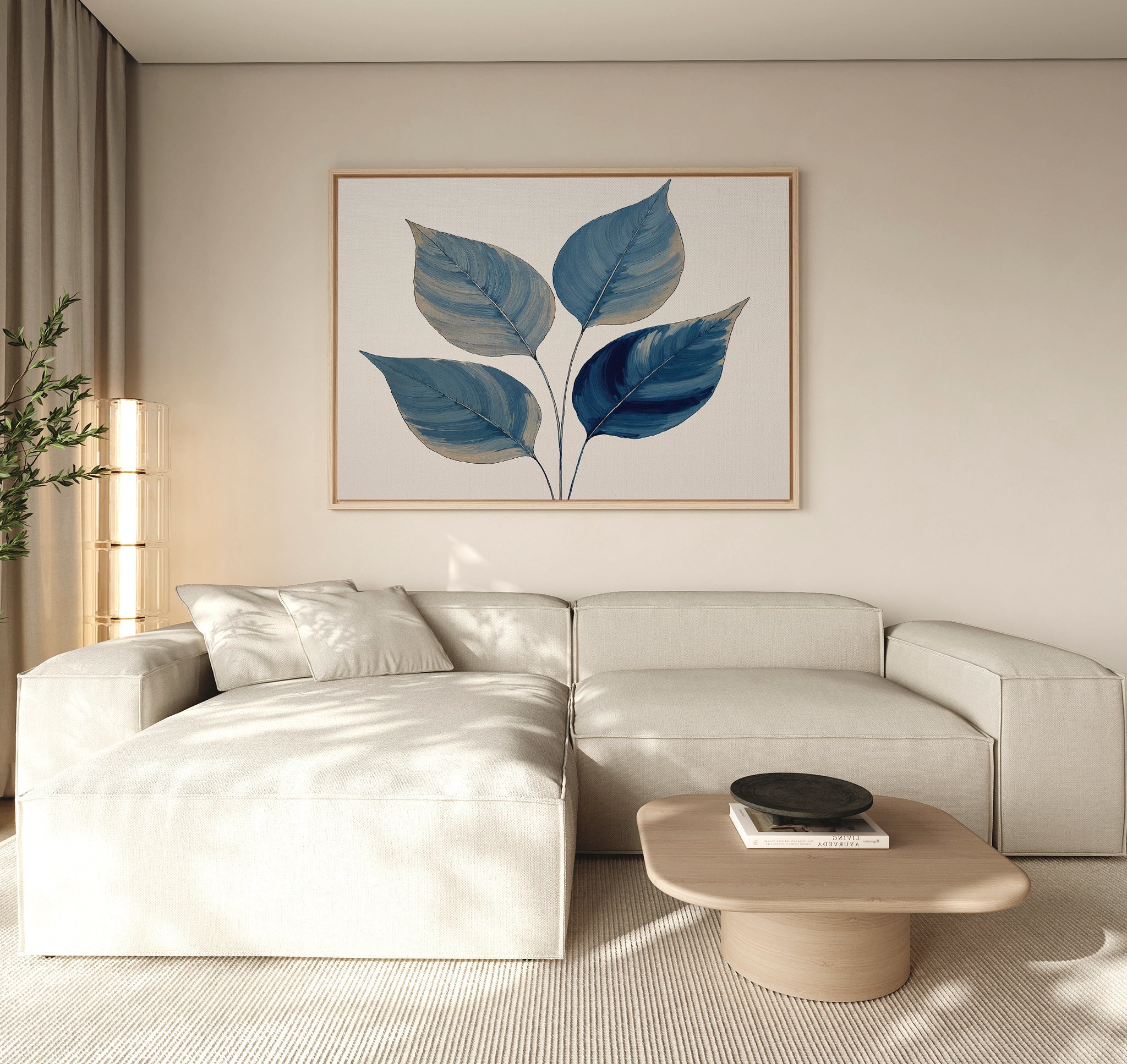 Whispers in Indigo – blue botanical canvas wall art print by Aspire Prints