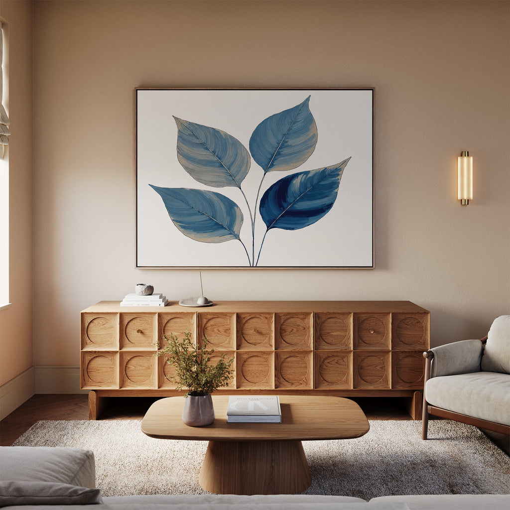 Whispers in Indigo – blue botanical canvas wall art print by Aspire Prints
