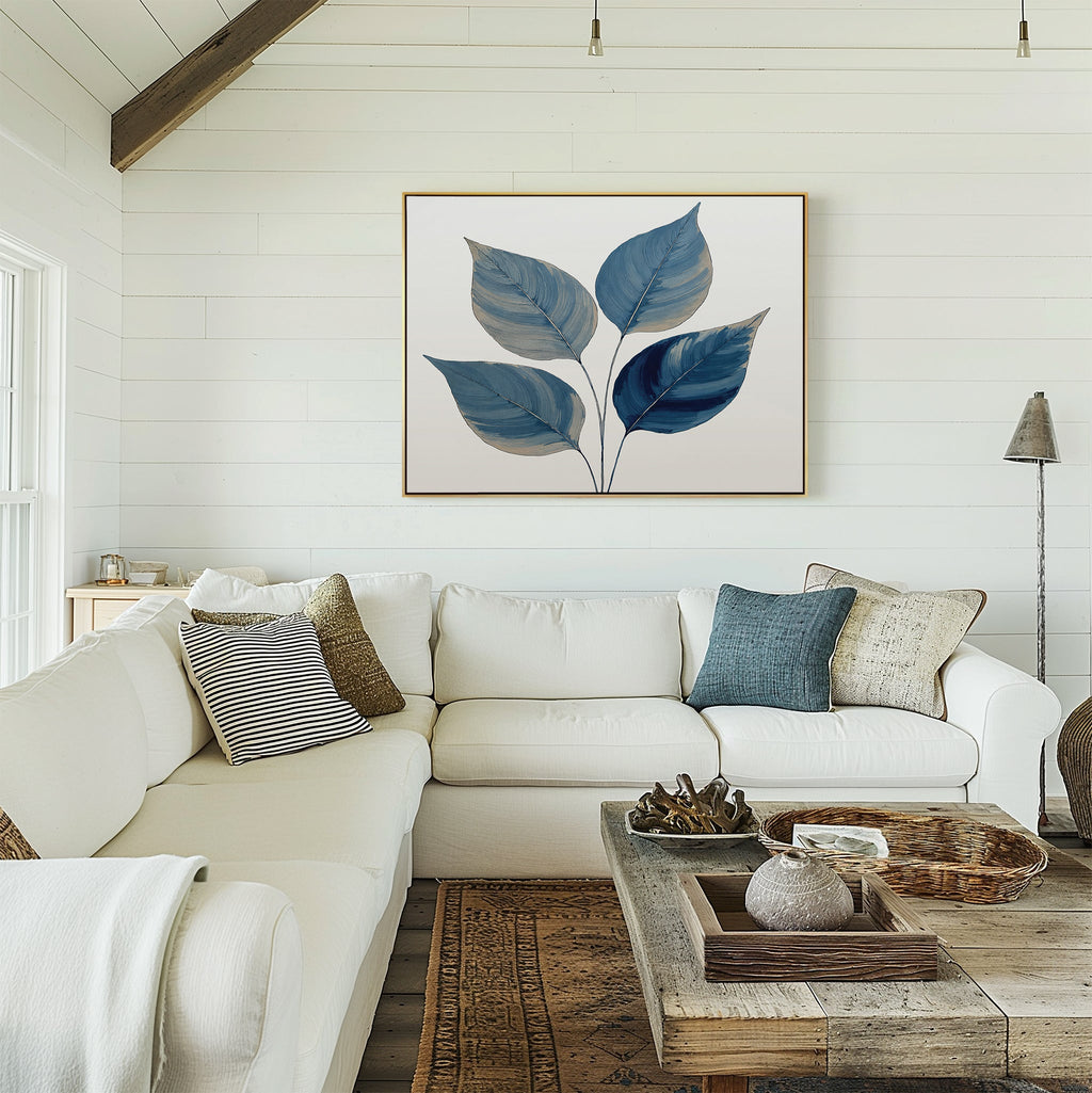 Whispers in Indigo – blue botanical canvas wall art print by Aspire Prints