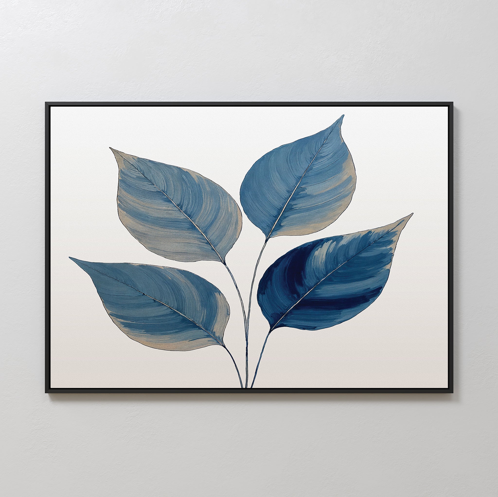 Whispers in Indigo – blue botanical canvas wall art print by Aspire Prints