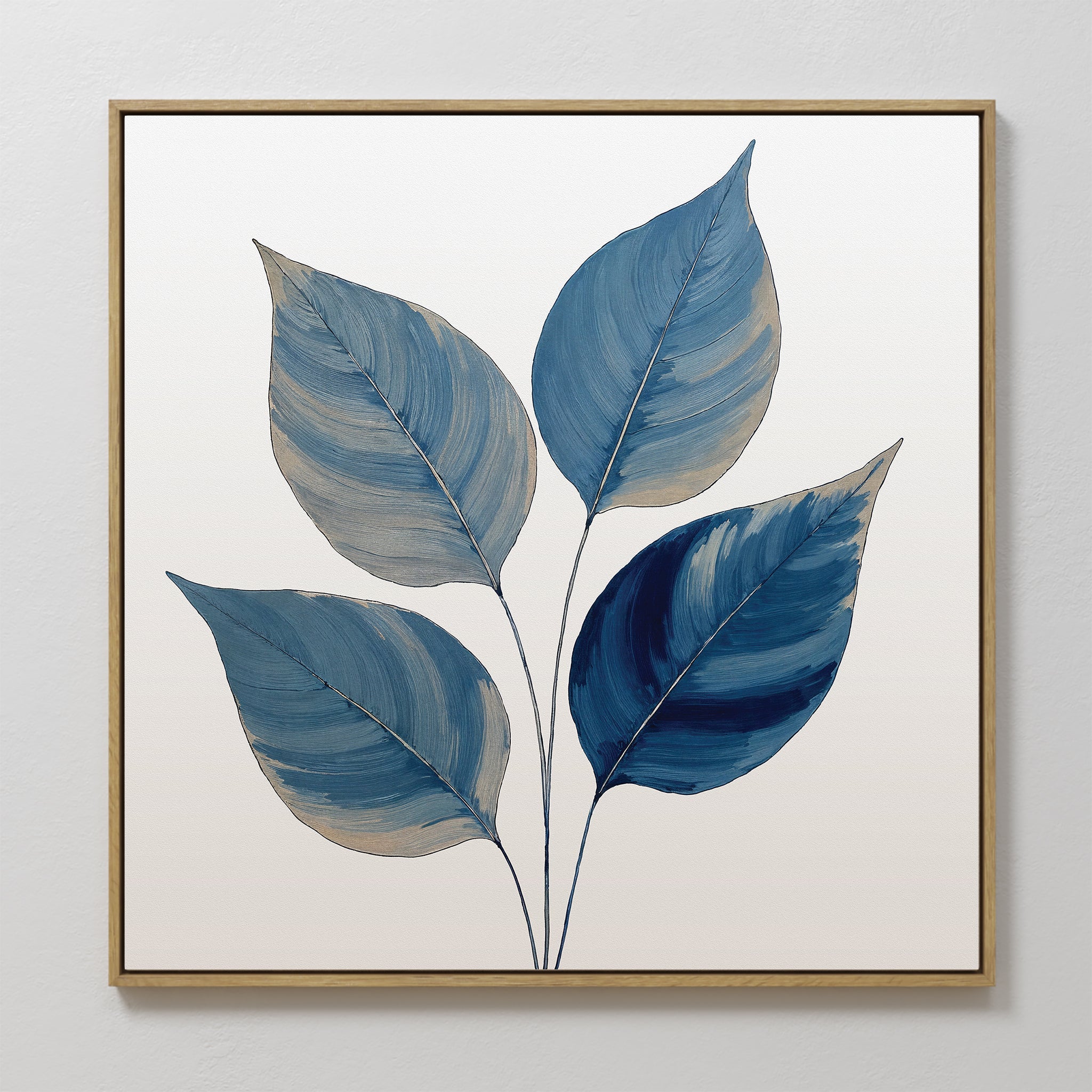 Whispers in Indigo – blue botanical canvas wall art print by Aspire Prints