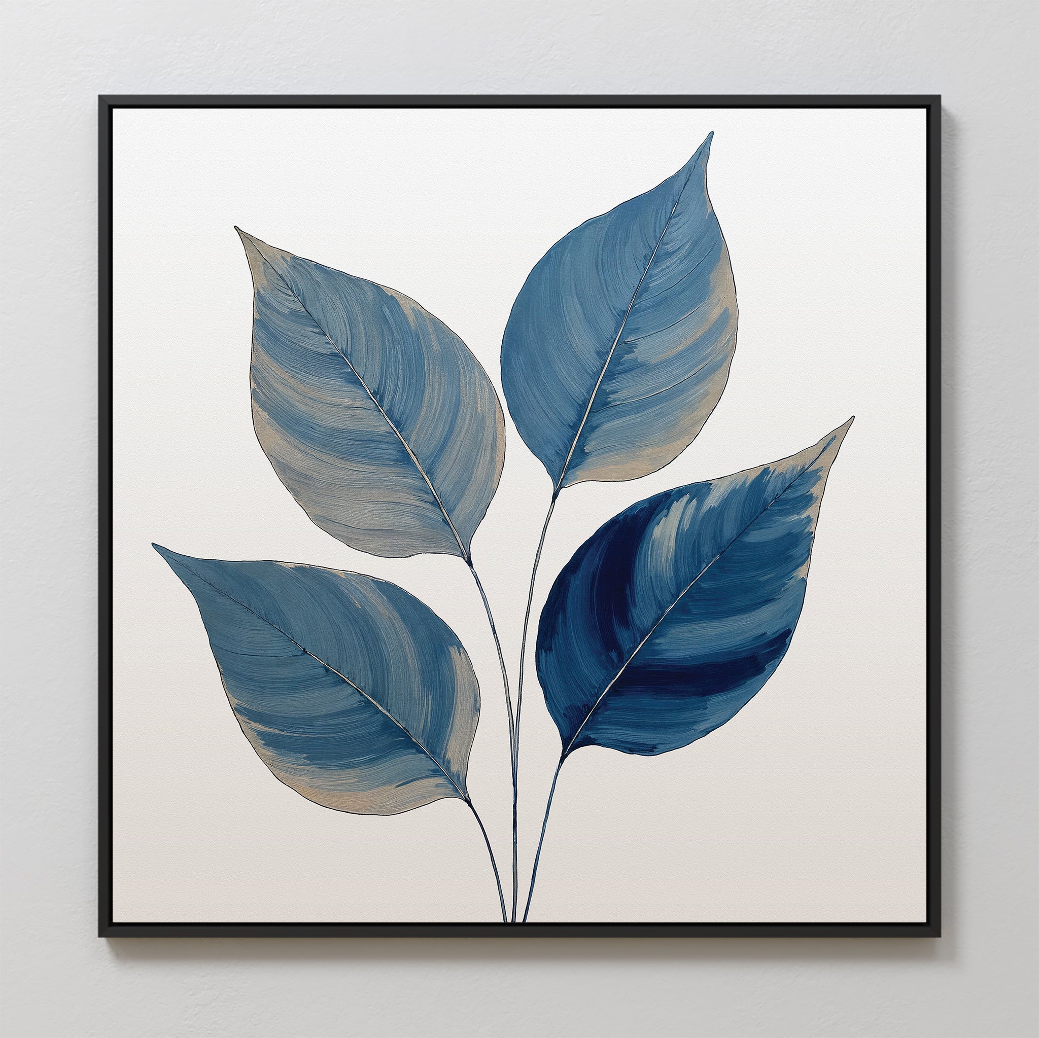 Whispers in Indigo – blue botanical canvas wall art print by Aspire Prints