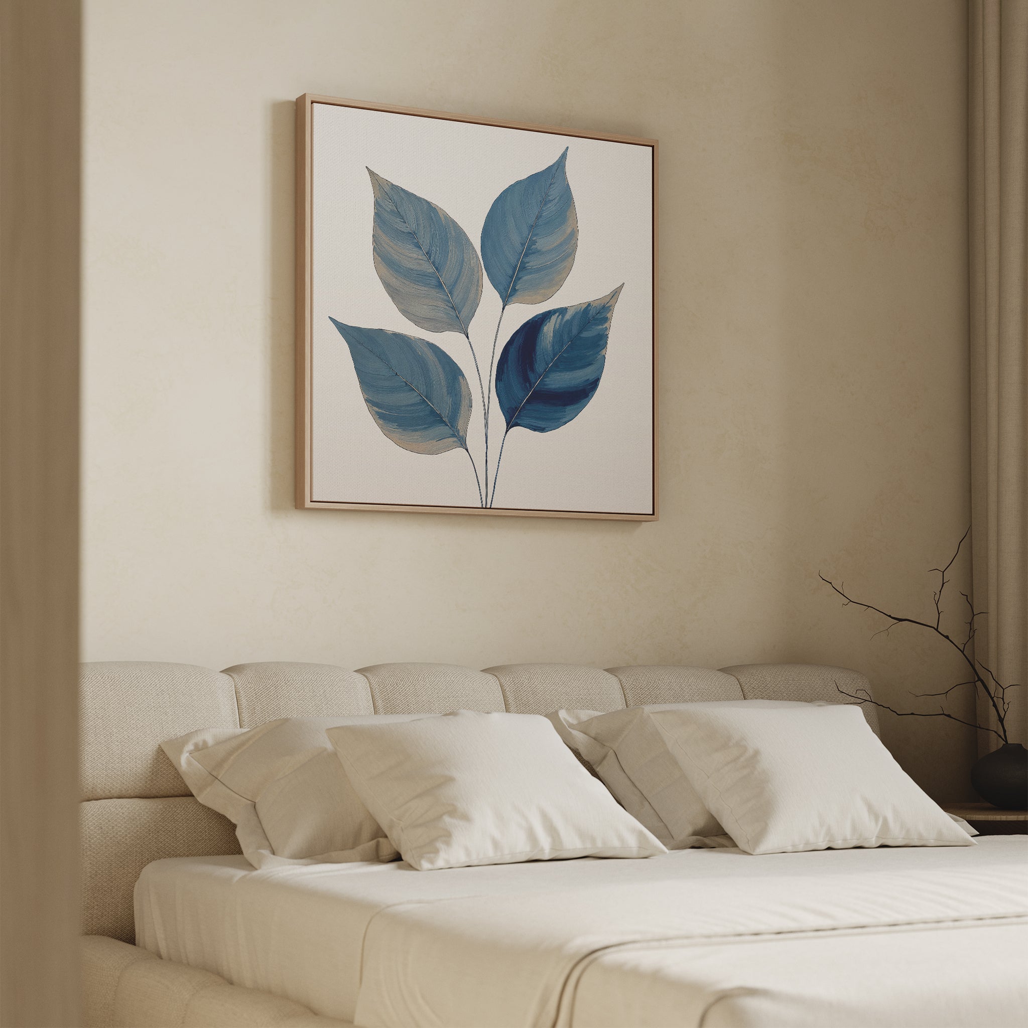 Whispers in Indigo – blue botanical canvas wall art print by Aspire Prints