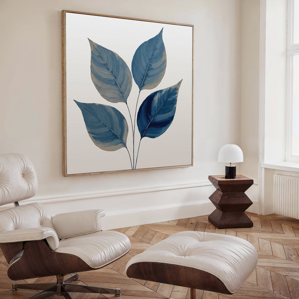 Whispers in Indigo – blue botanical canvas wall art print by Aspire Prints