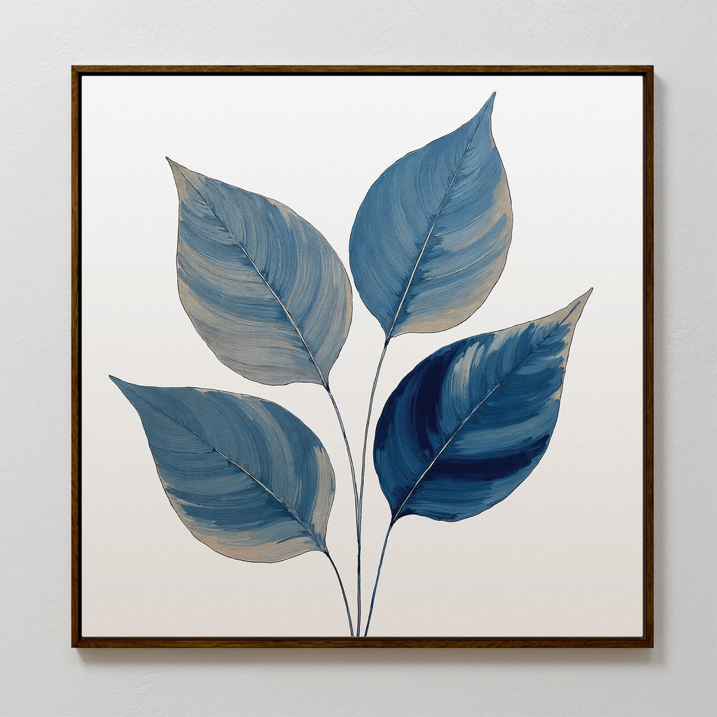 Whispers in Indigo – blue botanical canvas wall art print by Aspire Prints