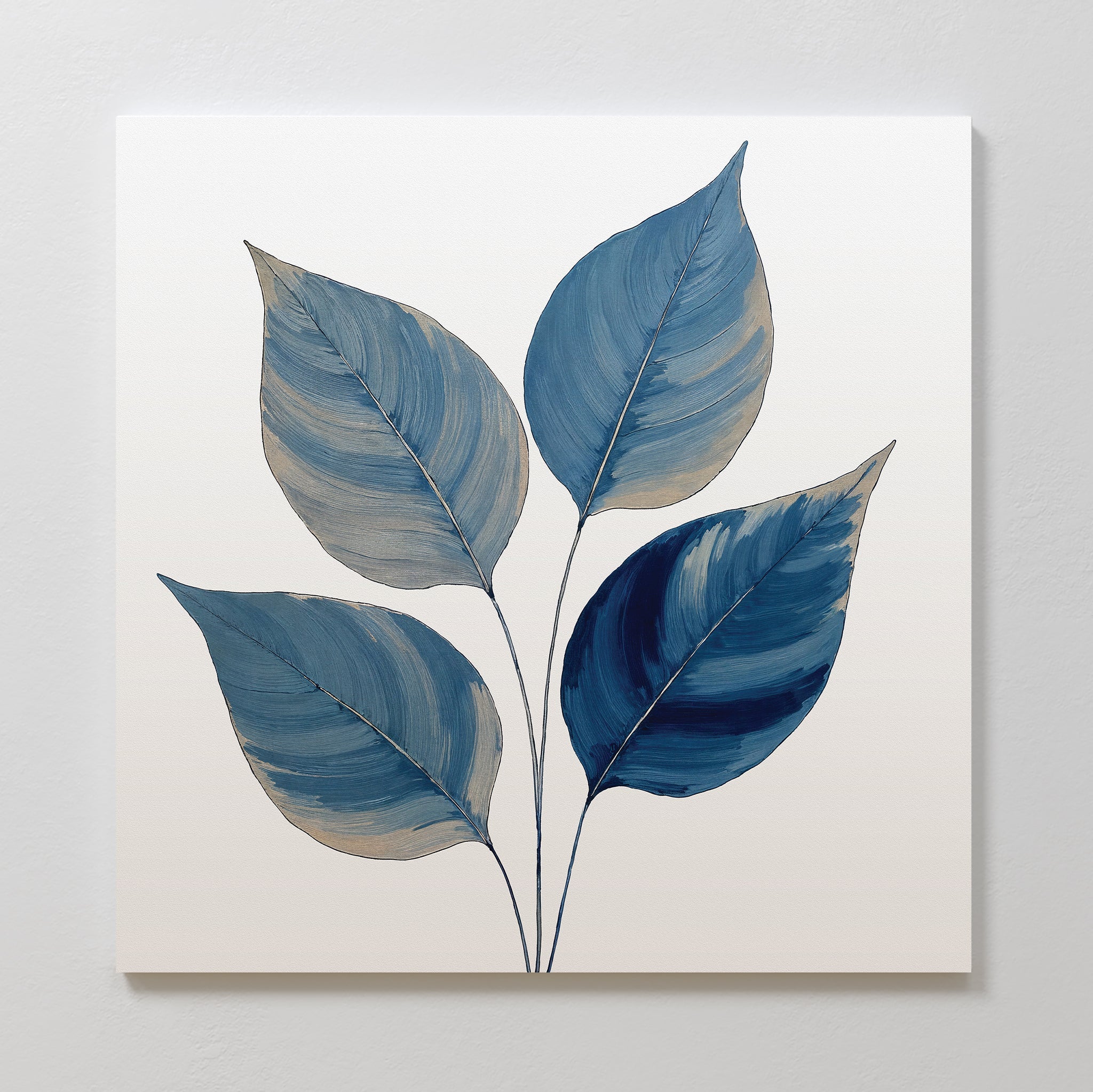 Whispers in Indigo – blue botanical canvas wall art print by Aspire Prints