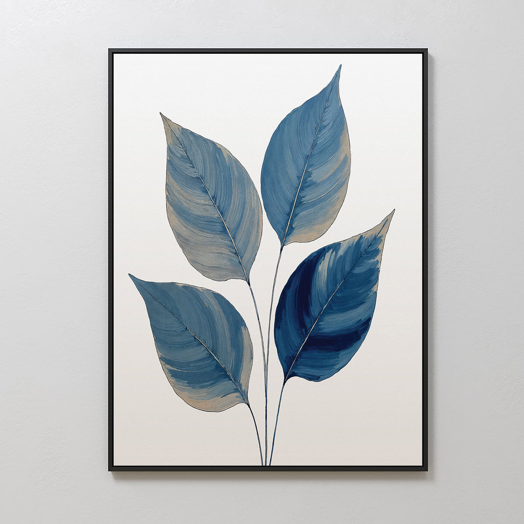 Whispers in Indigo – blue botanical canvas wall art print by Aspire Prints