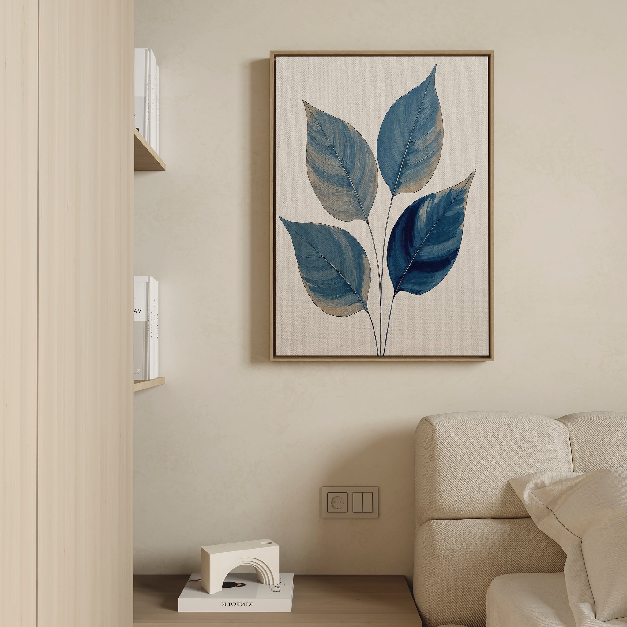Whispers in Indigo – blue botanical canvas wall art print by Aspire Prints