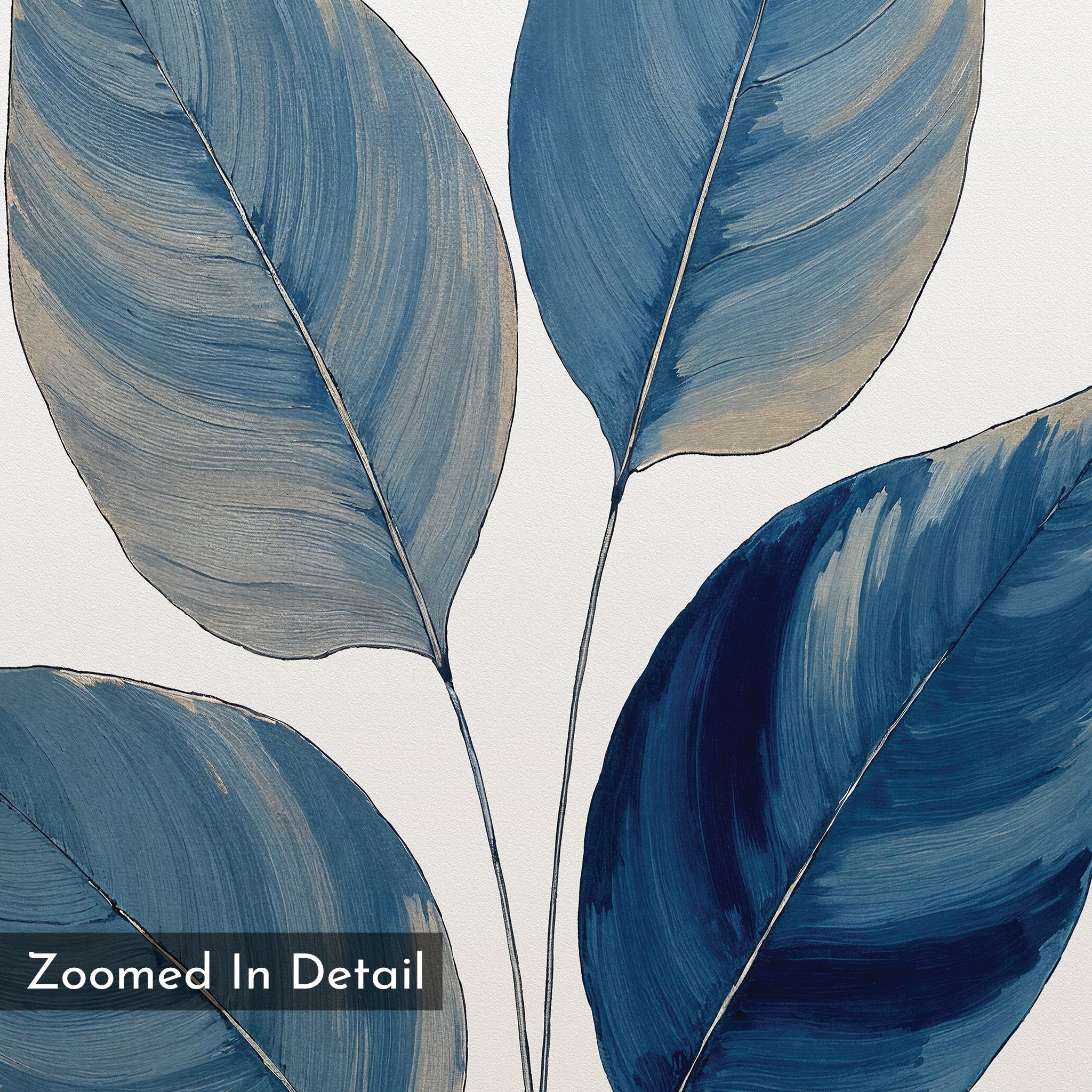 Whispers in Indigo – blue botanical canvas wall art print by Aspire Prints