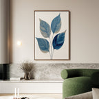 Whispers in Indigo – blue botanical canvas wall art print by Aspire Prints