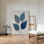 Whispers in Indigo – blue botanical canvas wall art print by Aspire Prints