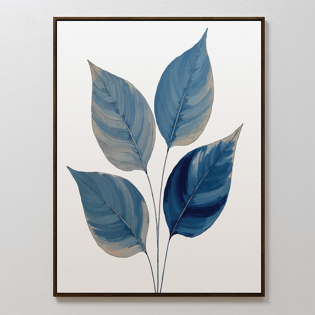 Whispers in Indigo – blue botanical canvas wall art print by Aspire Prints