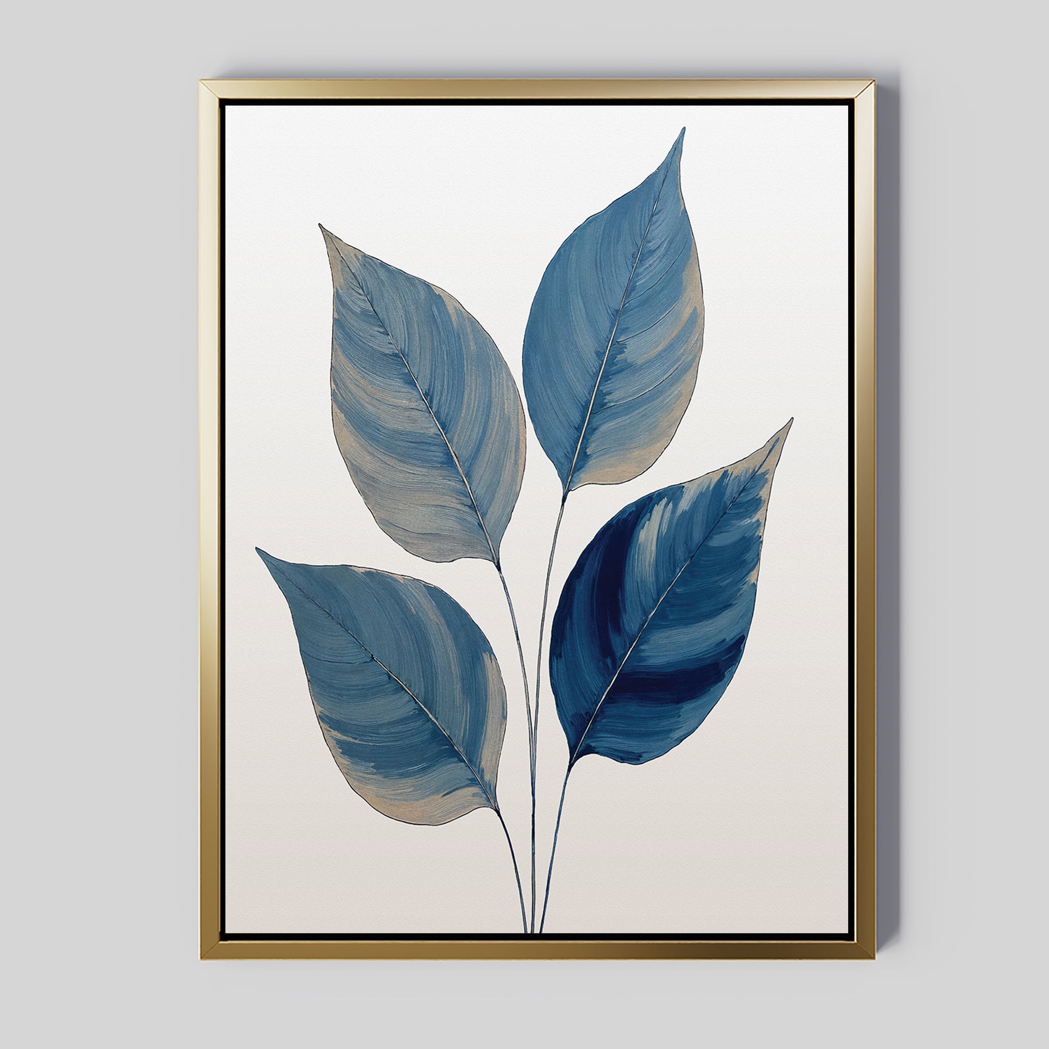 Whispers in Indigo – blue botanical canvas wall art print by Aspire Prints