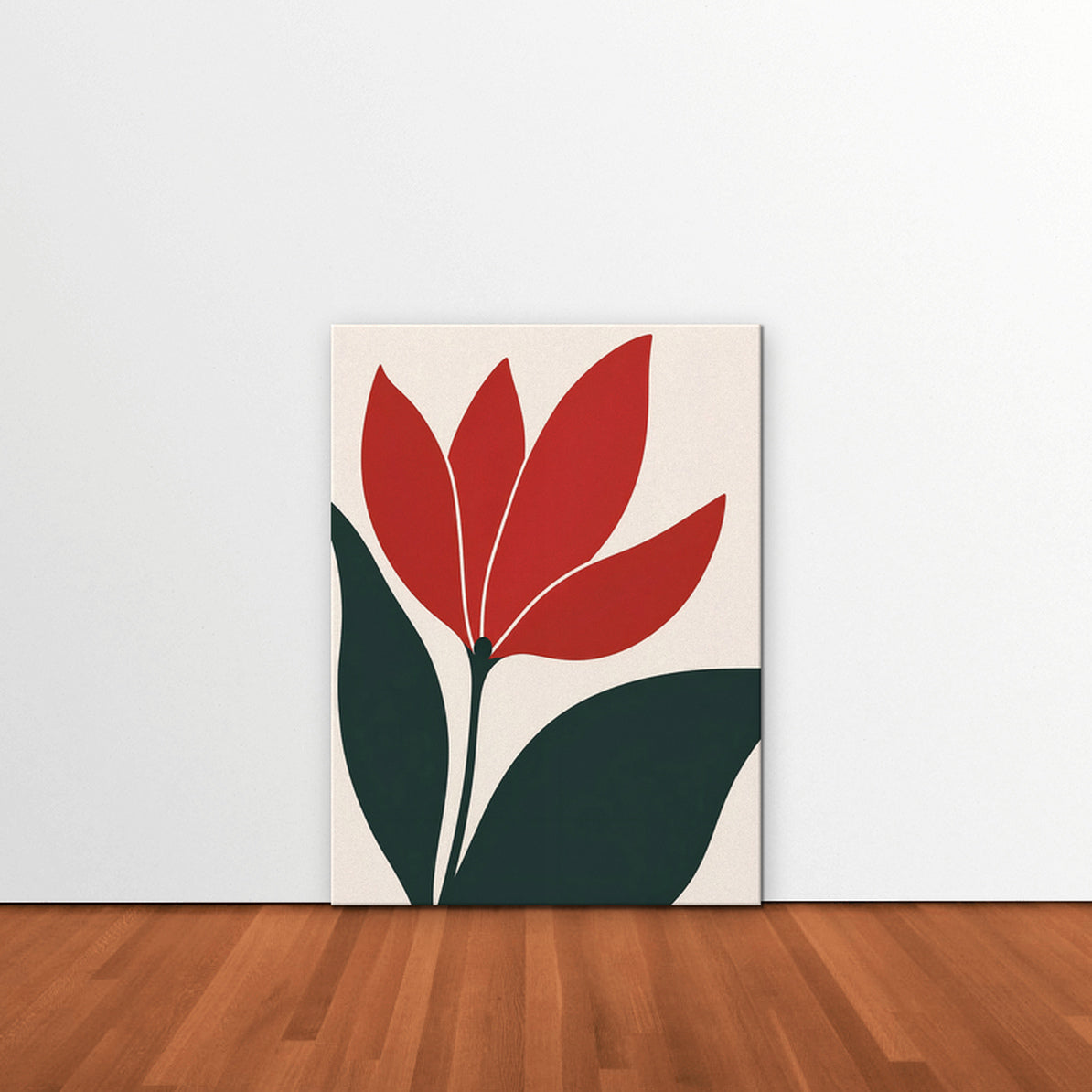 Scarlet Tulip Canvas Art - Vertical – Stretched Canvas Only in room setting