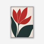 Scarlet Tulip Canvas Art - Vertical – White Floating Frame on white background