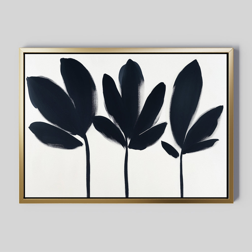 Whispers in Charcoal – neutral-toned botanical canvas wall art print by Aspire Prints