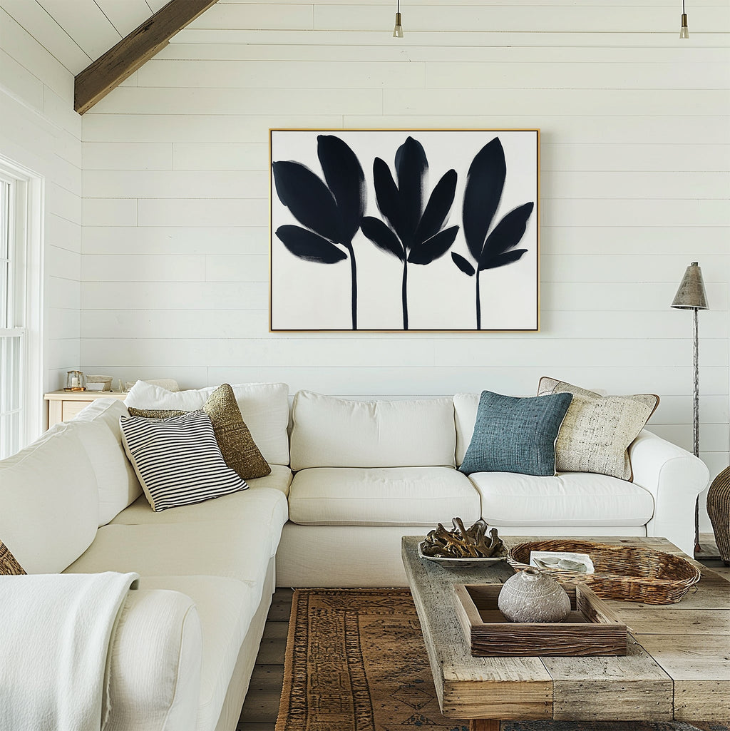 Whispers in Charcoal – neutral-toned botanical canvas wall art print by Aspire Prints