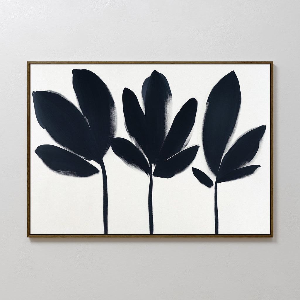 Whispers in Charcoal – neutral-toned botanical canvas wall art print by Aspire Prints