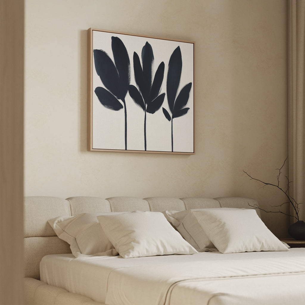 Whispering Silhouettes – neutral-toned botanical canvas wall art print by Aspire Prints