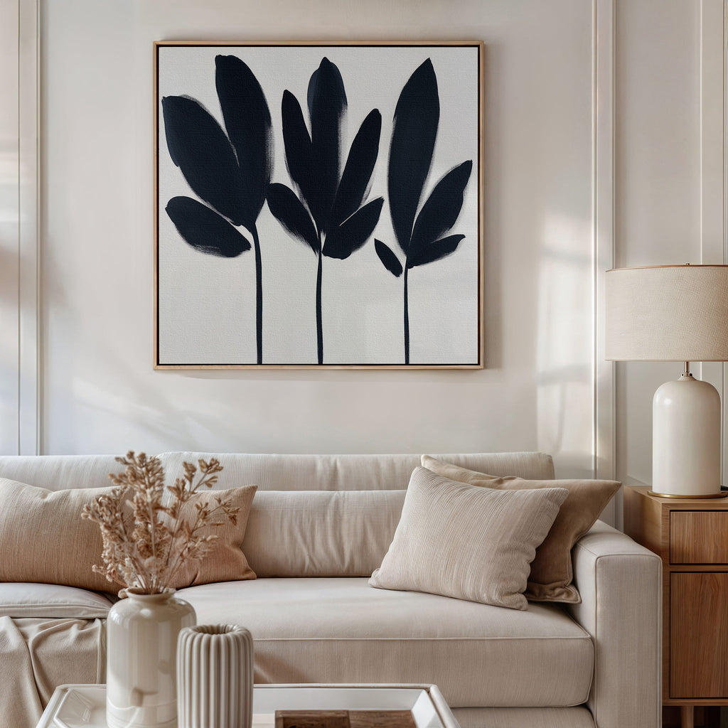 Whispering Silhouettes – neutral-toned botanical canvas wall art print by Aspire Prints
