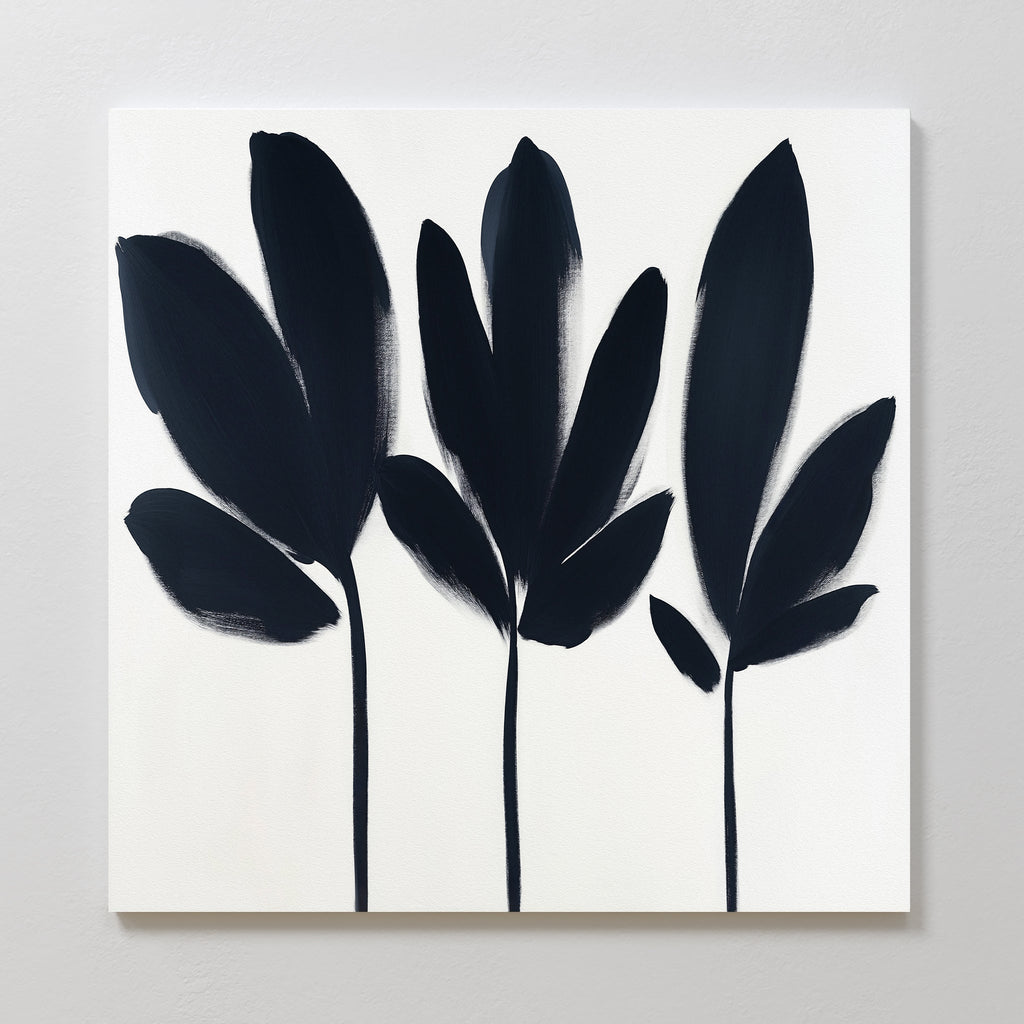Whispering Silhouettes – neutral-toned botanical canvas wall art print by Aspire Prints