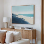 Whispering Shoreline – blue coastal canvas wall art print by Aspire Prints