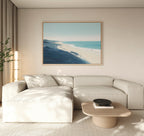 Whispering Shoreline – blue coastal canvas wall art print by Aspire Prints