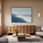 Whispering Shoreline – blue coastal canvas wall art print by Aspire Prints