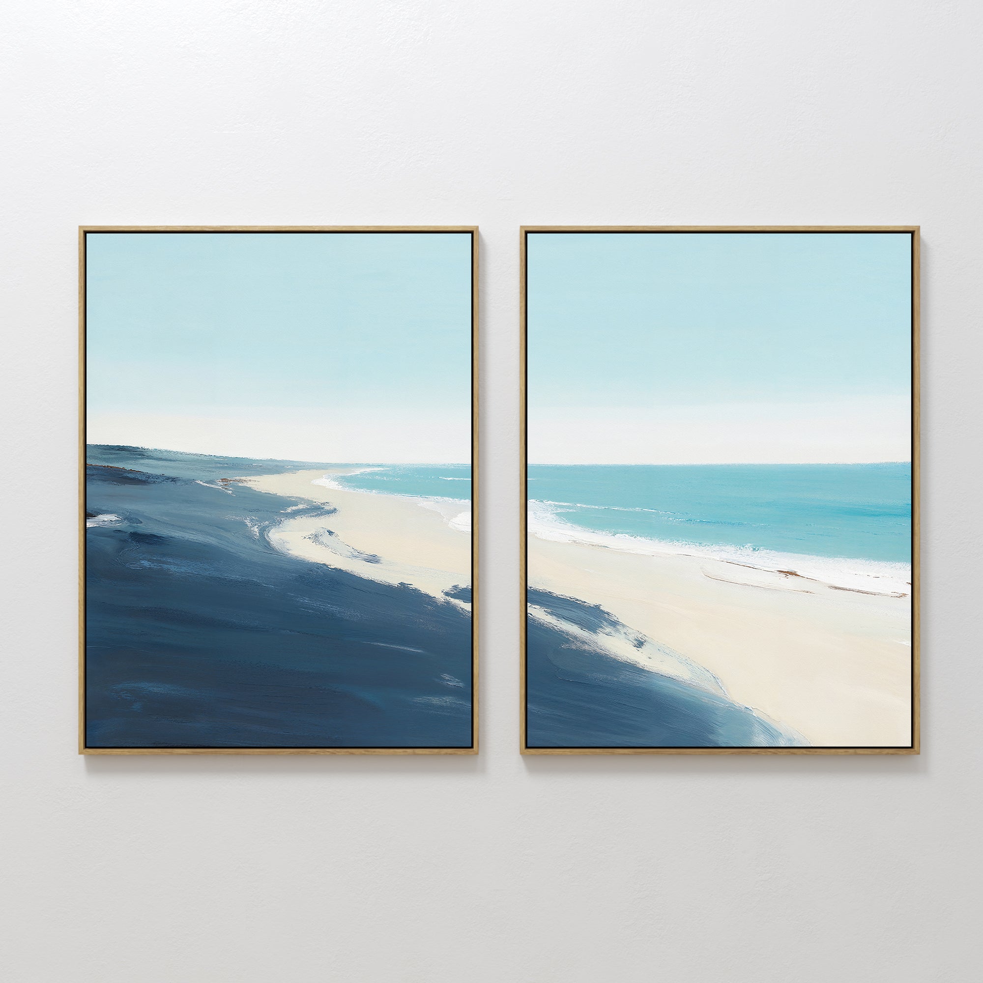 Whispers of the Shore – Set of 2 Canvas Prints set of 2 – blue coastal canvas wall art by Aspire Prints