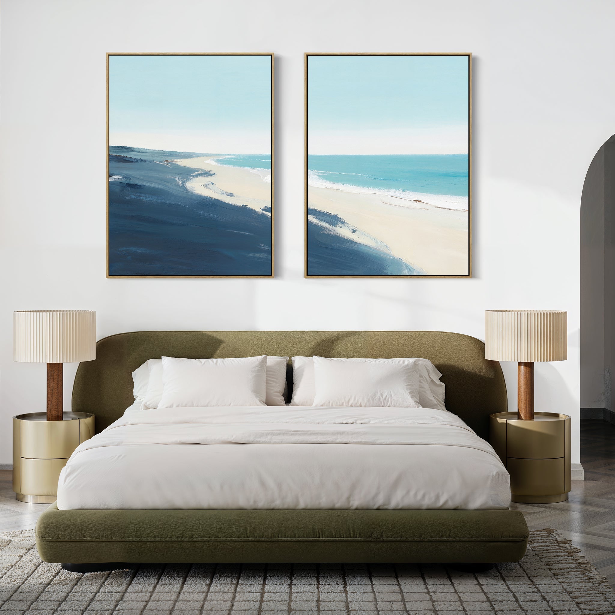 Whispers of the Shore – Set of 2 Canvas Prints set of 2 – blue coastal canvas wall art by Aspire Prints