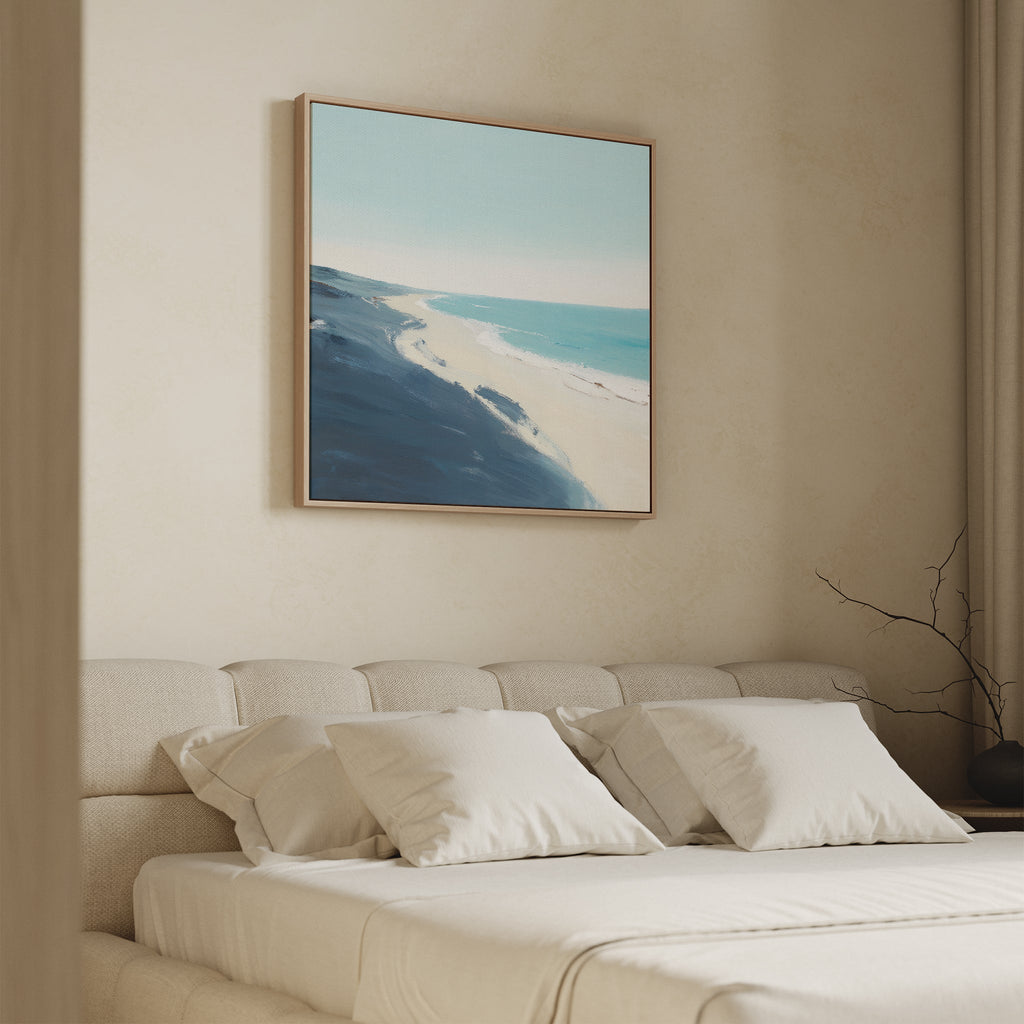 Whisper of the Shoreline – blue coastal canvas wall art print by Aspire Prints