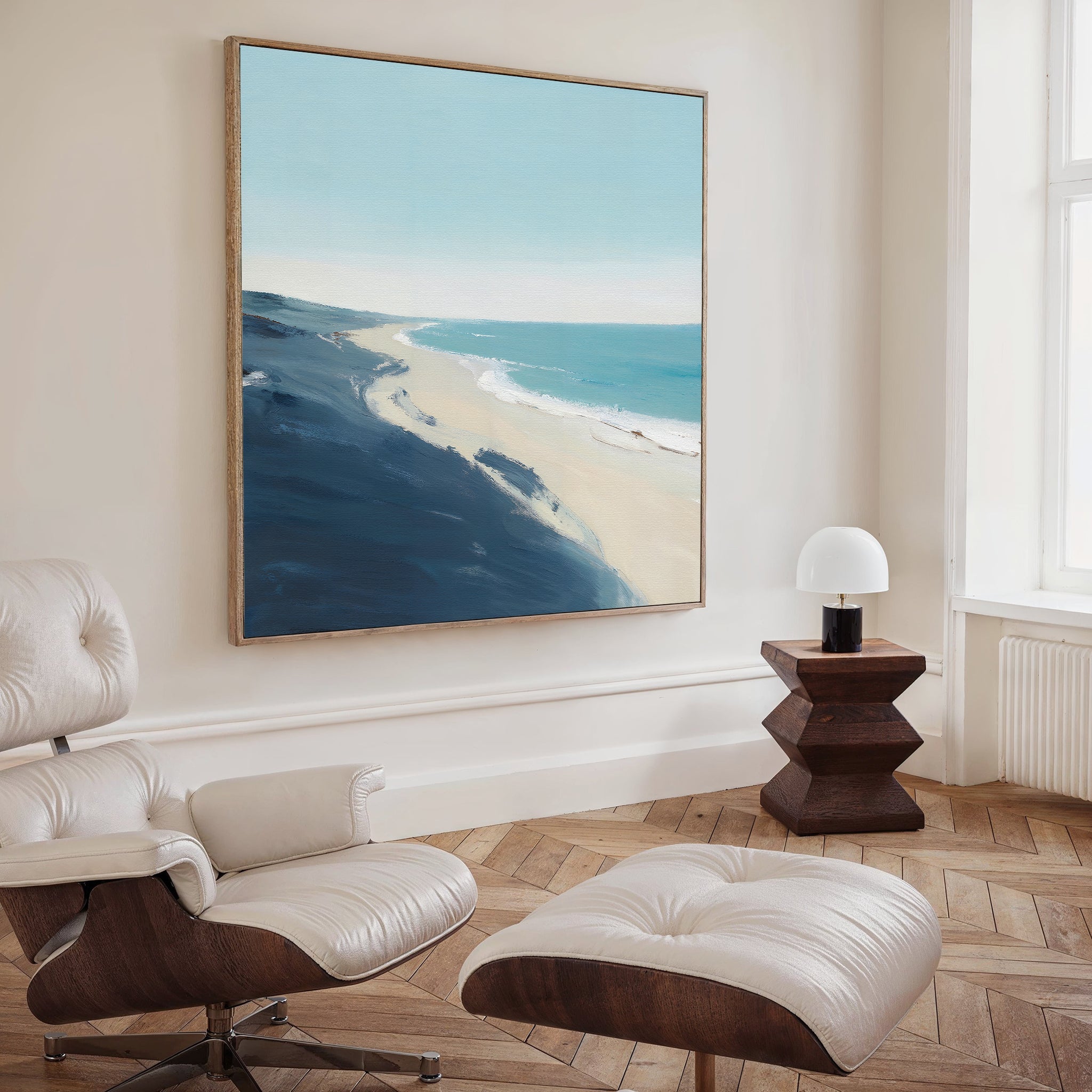 Whisper of the Shoreline – blue coastal canvas wall art print by Aspire Prints