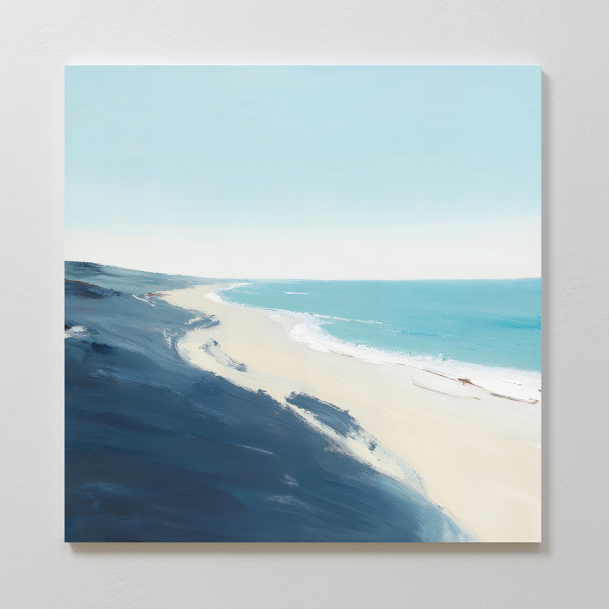 Whisper of the Shoreline – blue coastal canvas wall art print by Aspire Prints