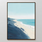 Whispering Shore – blue coastal canvas wall art print by Aspire Prints