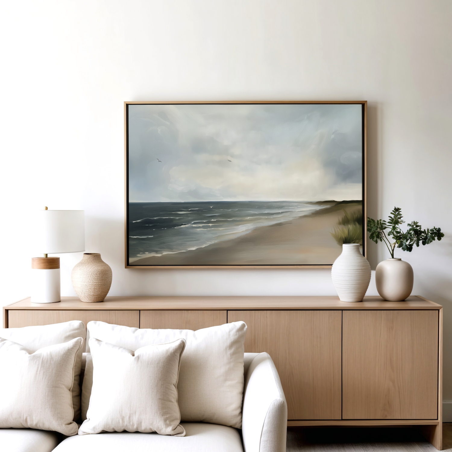Whispering Tides at Dawn – blue vintage canvas wall art print by Aspire Prints