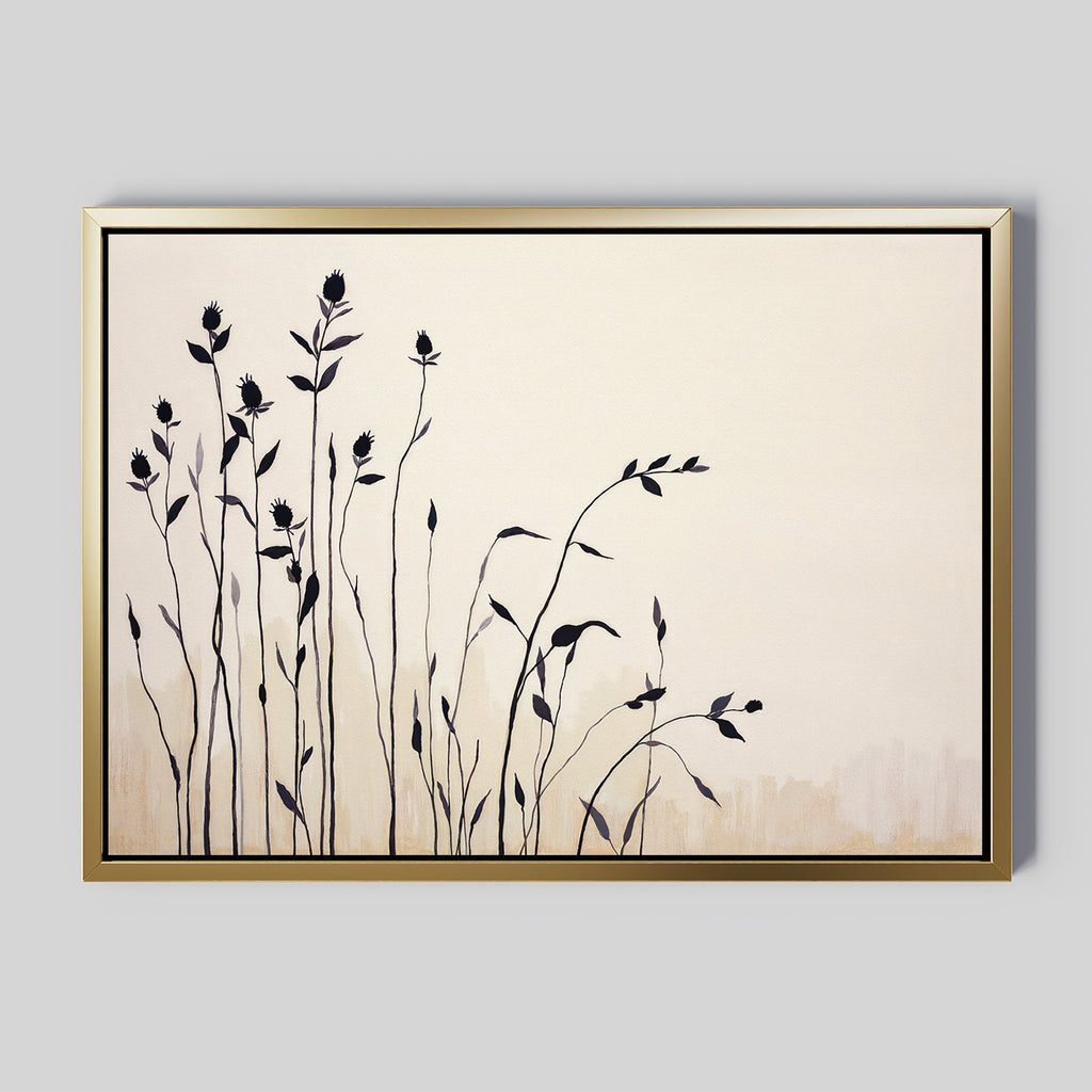 Whispers in the Wildgrass – neutral-toned botanical canvas wall art print by Aspire Prints