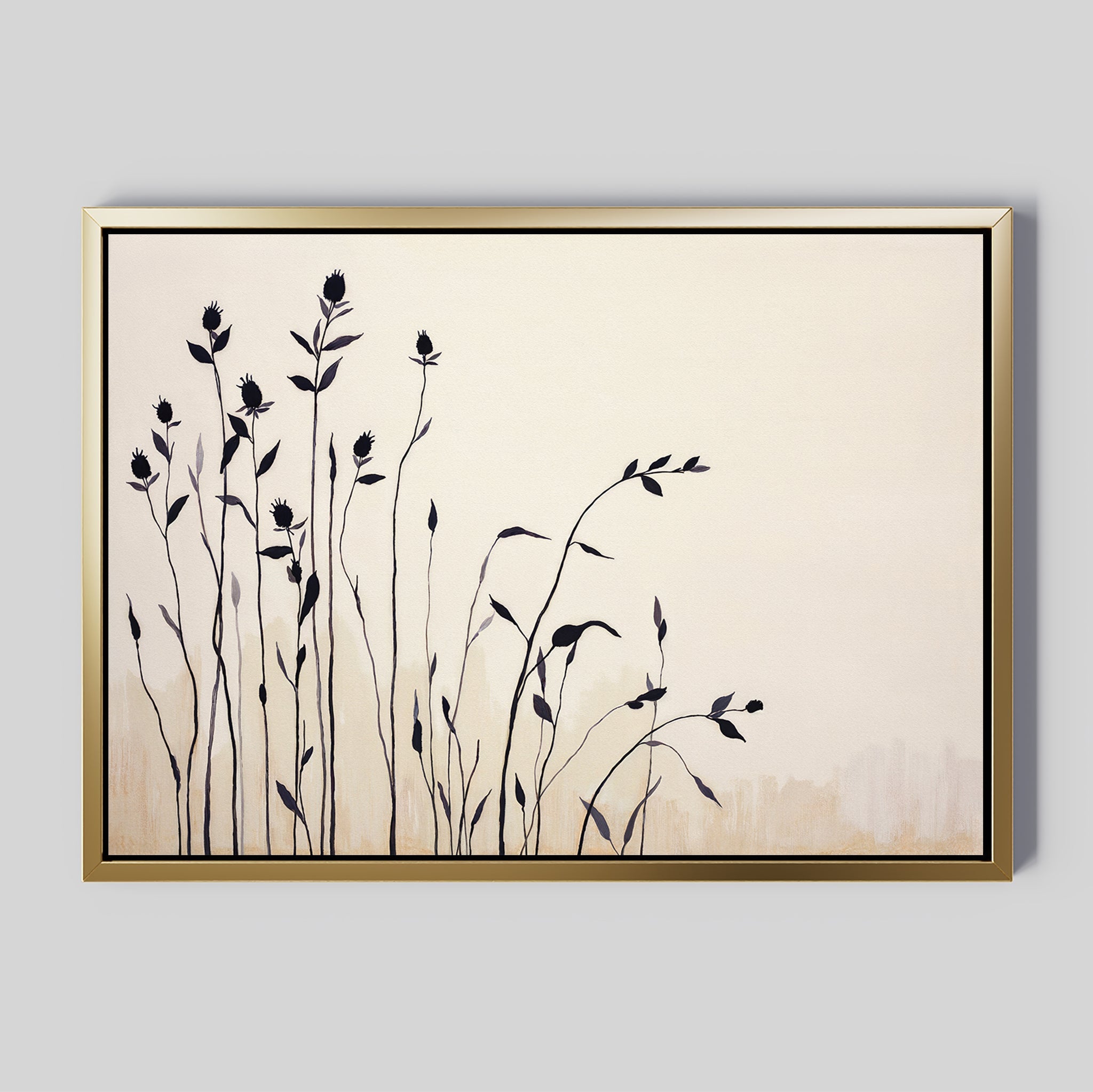 Whispers in the Wildgrass – neutral-toned botanical canvas wall art print by Aspire Prints