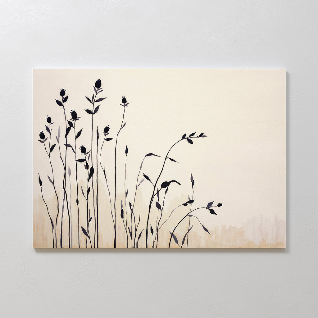 Whispers in the Wildgrass – neutral-toned botanical canvas wall art print by Aspire Prints