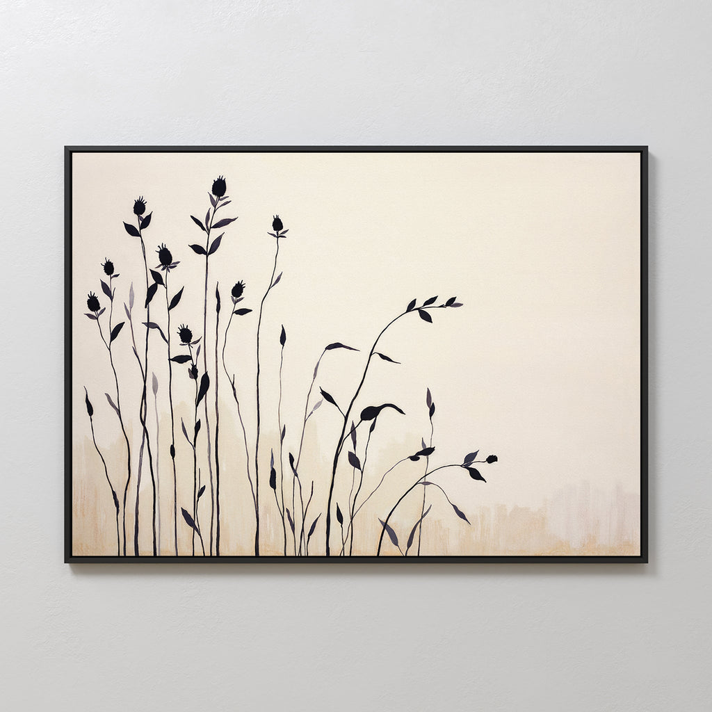 Whispers in the Wildgrass – neutral-toned botanical canvas wall art print by Aspire Prints
