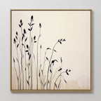 Whispering Wildflowers in Ink – neutral-toned botanical canvas wall art print by Aspire Prints