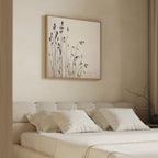 Whispering Wildflowers in Ink – neutral-toned botanical canvas wall art print by Aspire Prints
