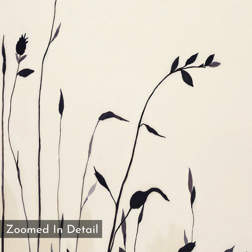 Whispering Wildflowers in Ink – neutral-toned botanical canvas wall art print by Aspire Prints