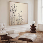 Whispering Wildflowers in Ink – neutral-toned botanical canvas wall art print by Aspire Prints