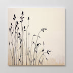 Whispering Wildflowers in Ink – neutral-toned botanical canvas wall art print by Aspire Prints