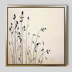 Whispering Wildflowers in Ink – neutral-toned botanical canvas wall art print by Aspire Prints